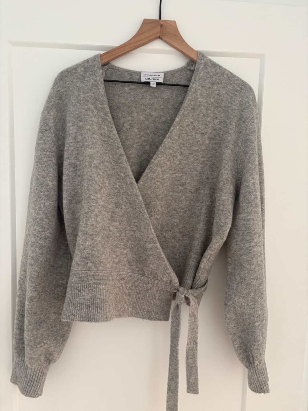 & Other Stories LA Atelier wrap cardigan in light gray melange